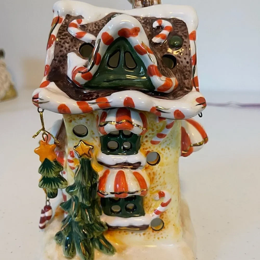 Vintage Gingerbread House hanging charms tea light cottage